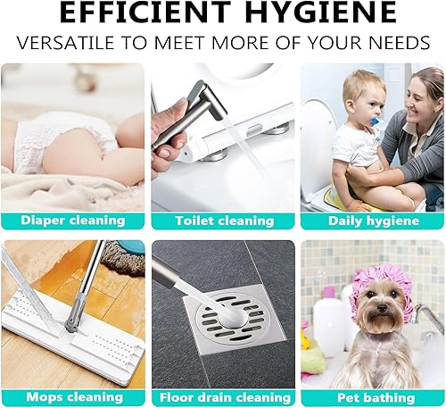 Miniatura 7 de BARROCK Grifo rociador de bidé de agua caliente para inodoro con válvula de latón caliente y fría, juego de accesorios de bidé de mano redondo de