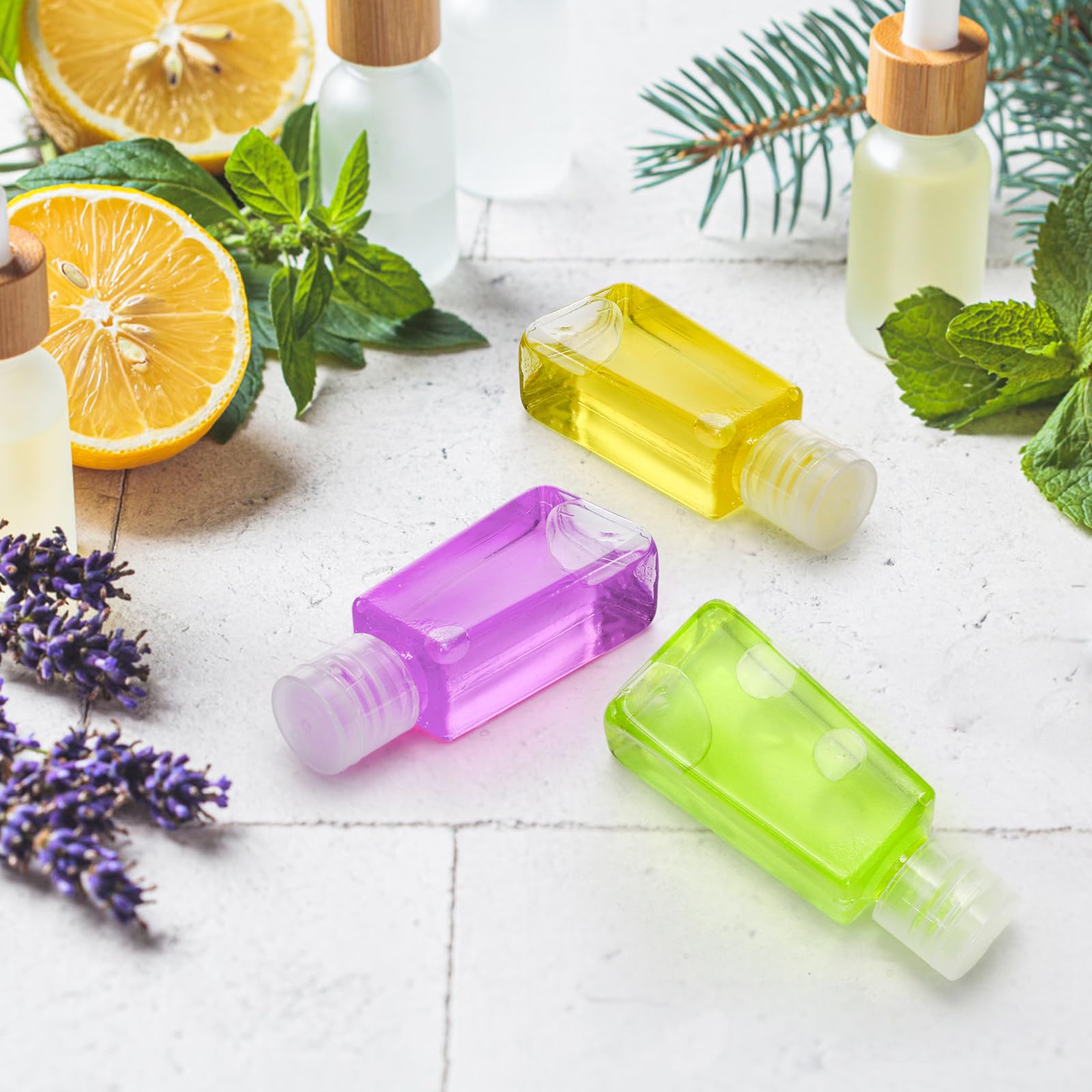 100 Pack 1 oz Clear PET Travel Bottles with Flip Cap, Refillable Toiletry Containers