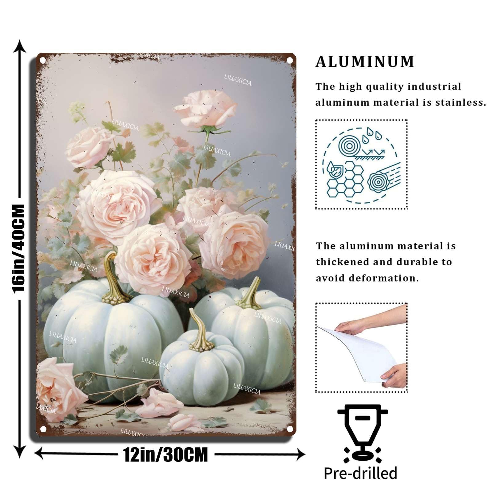 Art Decoration Pumpkins Fall Garden Decorative Country Rustic Tin...
