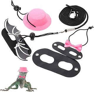UPKOCH Einstellbares Reptilien Geschirr mit Leine und Fliegen Halsband für Eidechsen und Bartagamen Großes Pinkes Outdoor Halfter aus Hochwertigem Bequem und Sicher für Kleine Haustiere product image