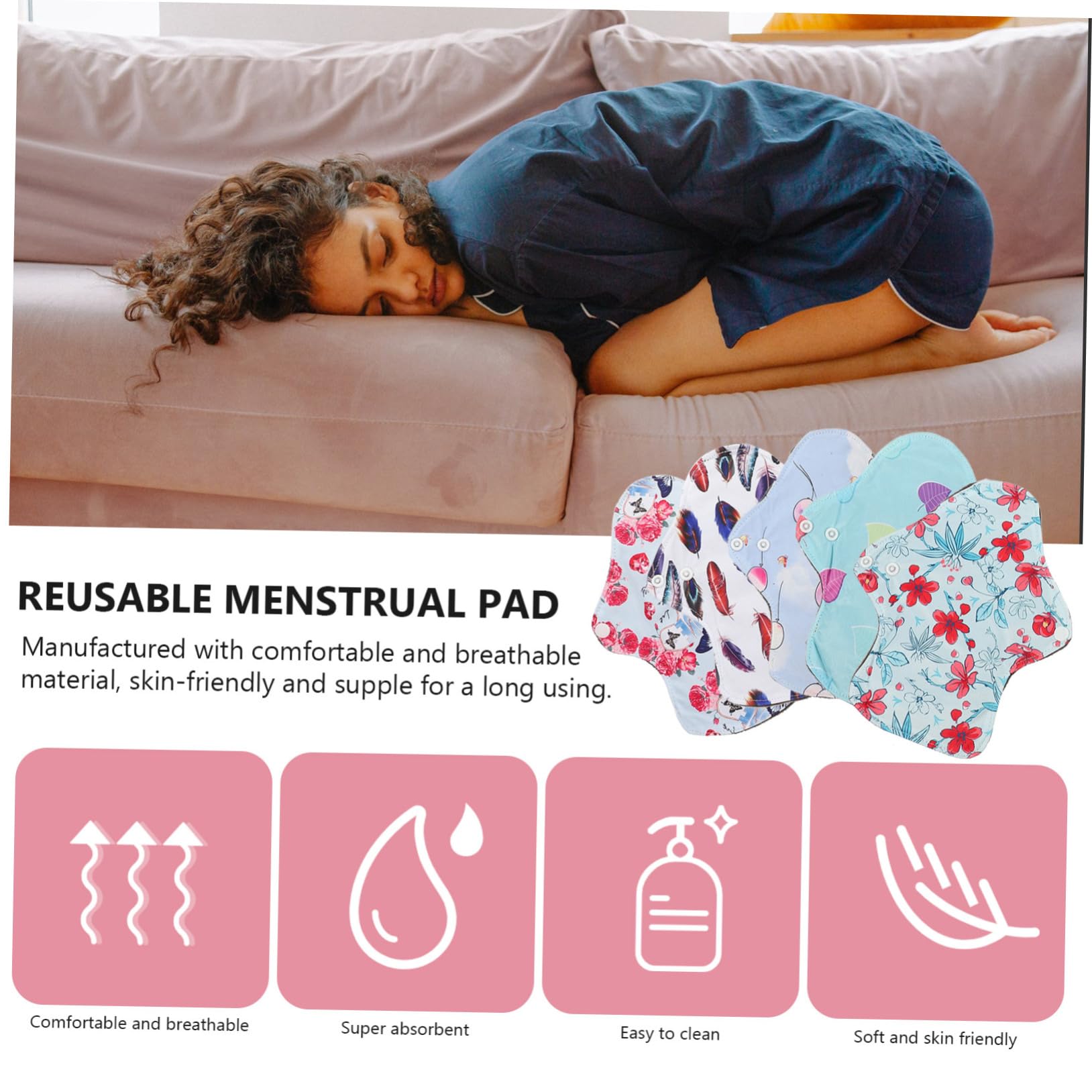 FRCOLOR 2 Sätze Waschbare Tante-Handtuchauflage Stillen Menstruationsbinden für den Haushalt menstruations pad menstruationspad bequeme Periodeneinlagen wiederverwendbare Slipeinlagen