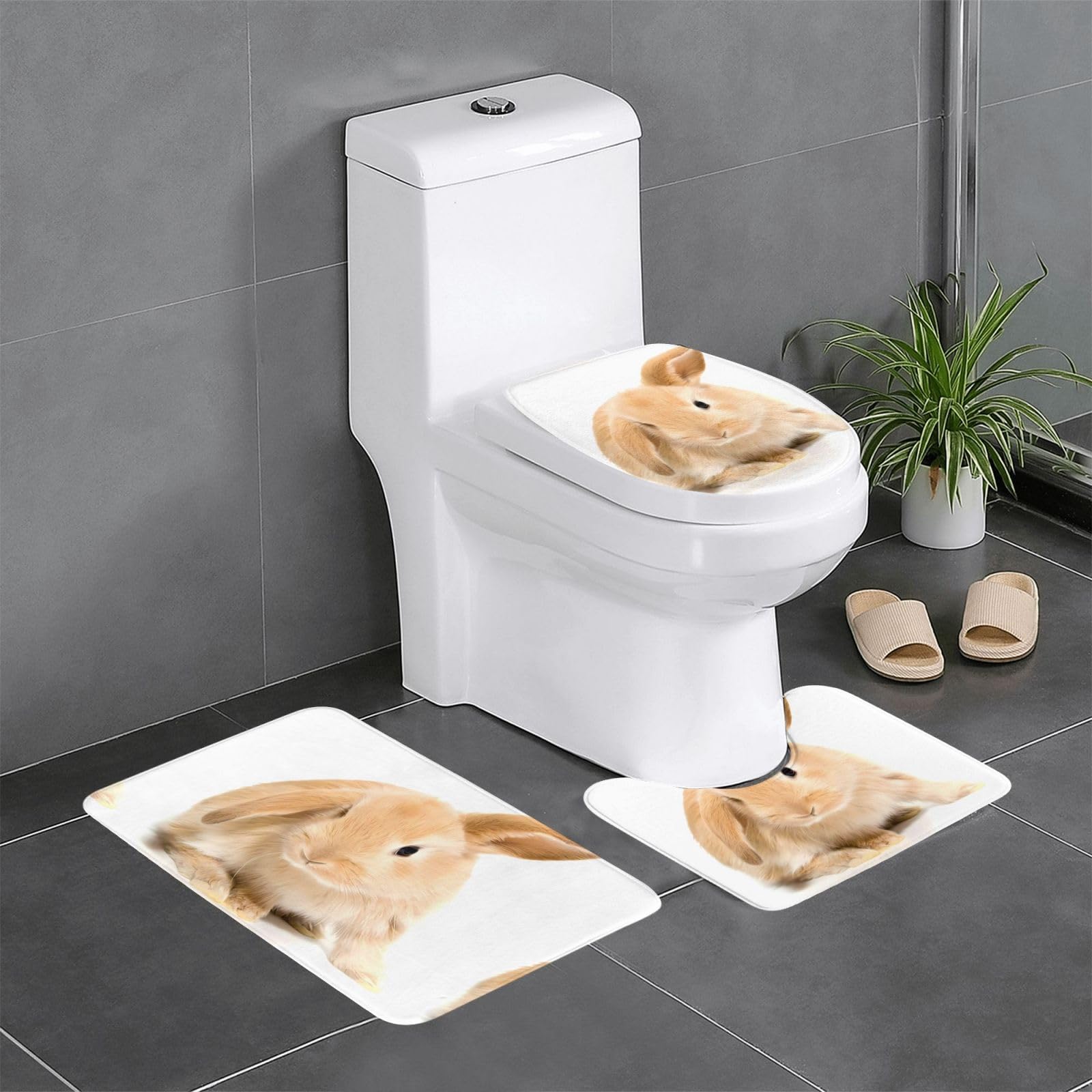 Tapis de sol antidérapants ultra absorbants avec motif lapin rigolo