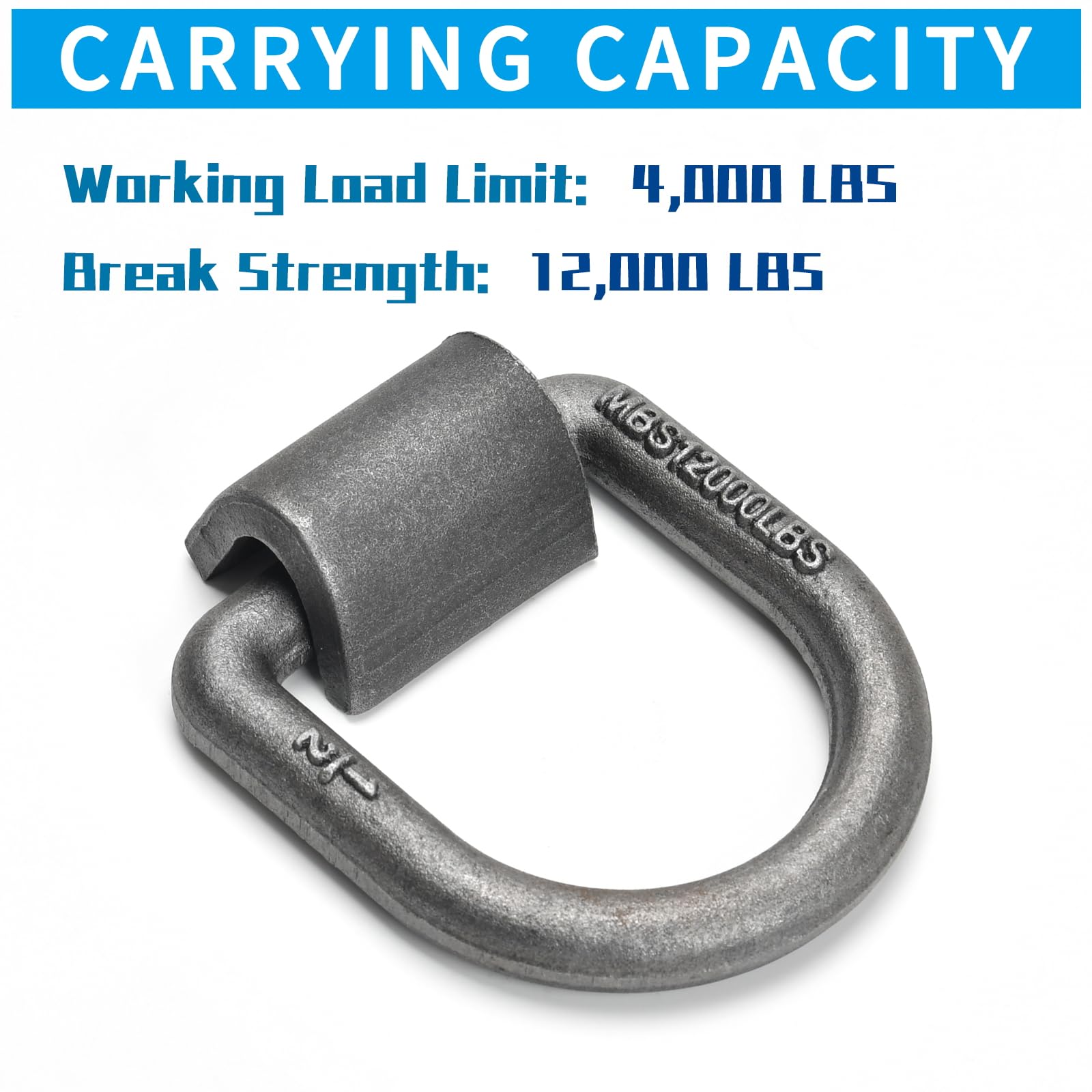8 Stück robuster, geschmiedeter D-Ring, MBS: 5,4 kg, 1,27 cm, D-Ring, Anhänger-Ankerring mit Schweißclip, passend für Anhänger, LKW, Ladung, Wohnmobil, ATV-Spanngurte (8)
