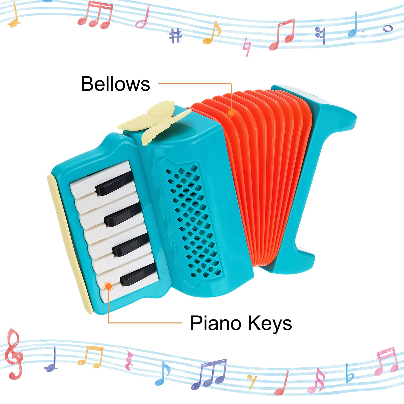 QUARKZMAN Akkordeon 10 Tasten Klavier Ziehharmonika Mini Musikinstrument Geschenke für Erwachsene Anfänger Bildung, Blau