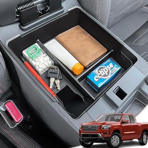 Miniatura 2 de TOPINSTALL Bandeja de consola central compatible con Nissan Frontier 2022 2023 2024, accesorios para camioneta, caja de reposabrazos, bandeja