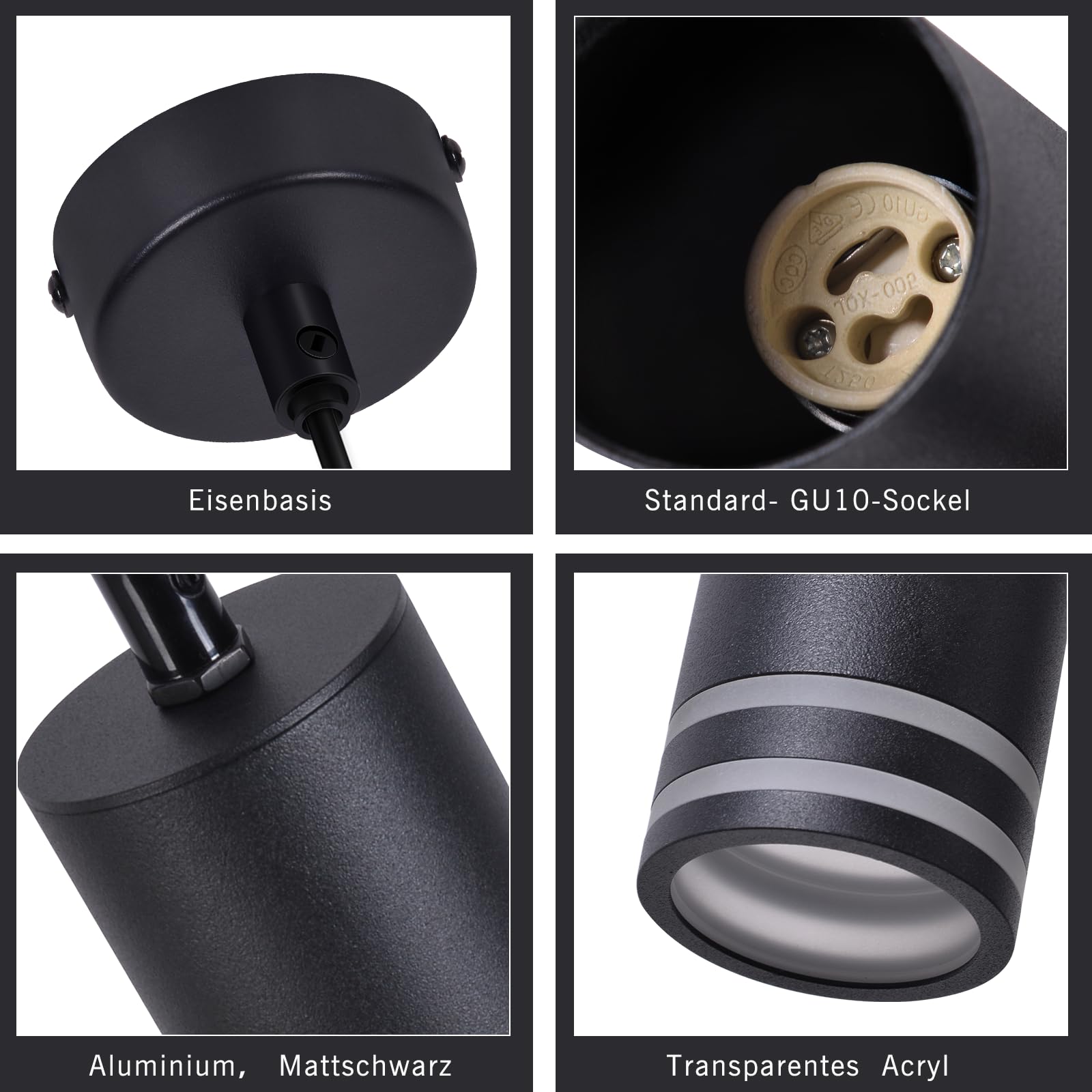 Pendelleuchte GU10 Zylinder Hängelampe -2ER Modern Aluminium