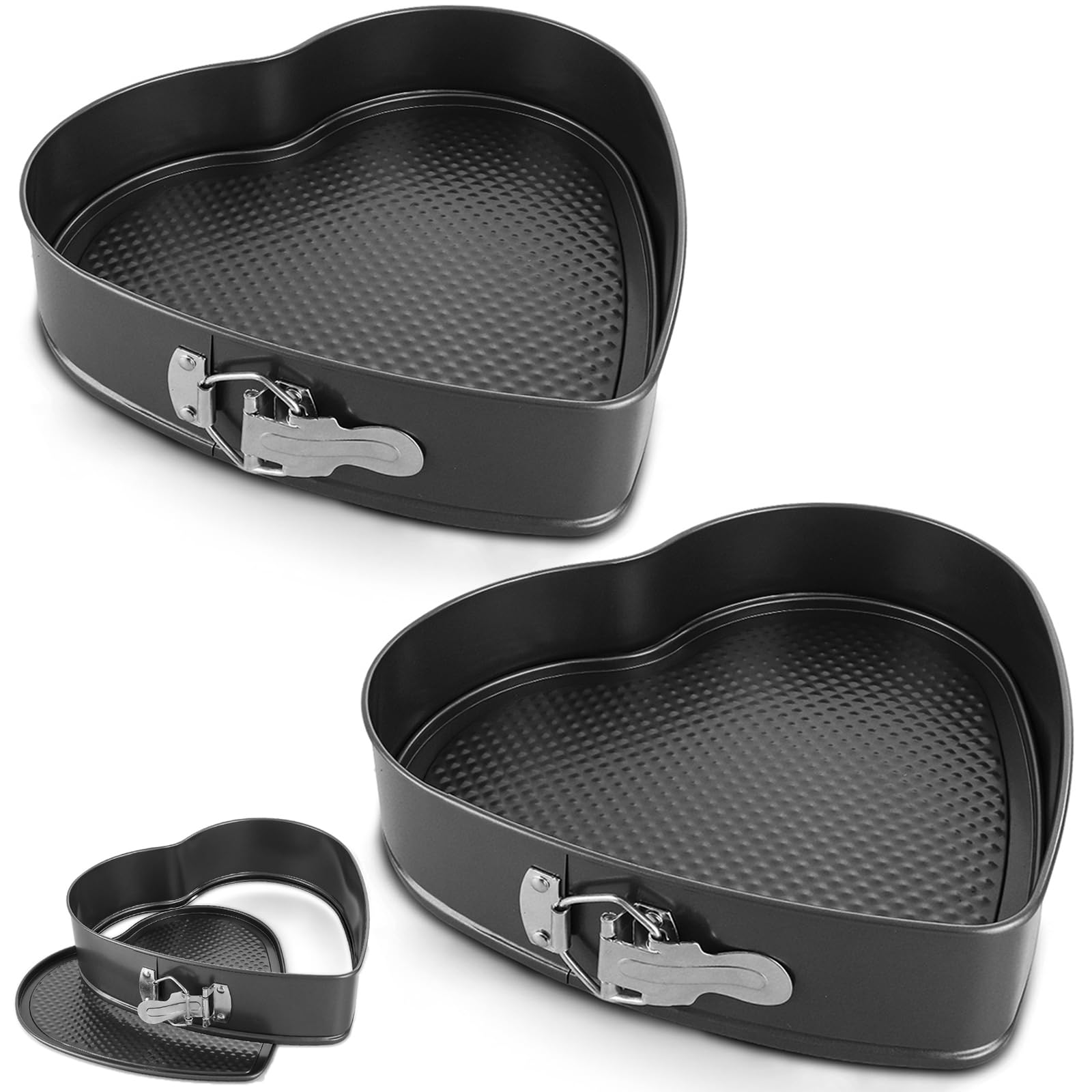 LOLYSIC 2Pcs Heart Shaped Cake Tins, 26cm Springform Cake Tin