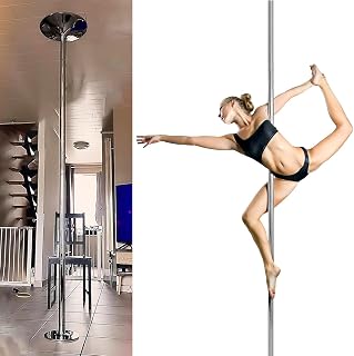 45mm Portable Dancing Pole Silver Stripper Pole, Adjustable Dance Pole Kit for Bedroom Apartment Basement, Aerial Fitness Training Pole Gym Yoga Room,Height 2.23-2.86m