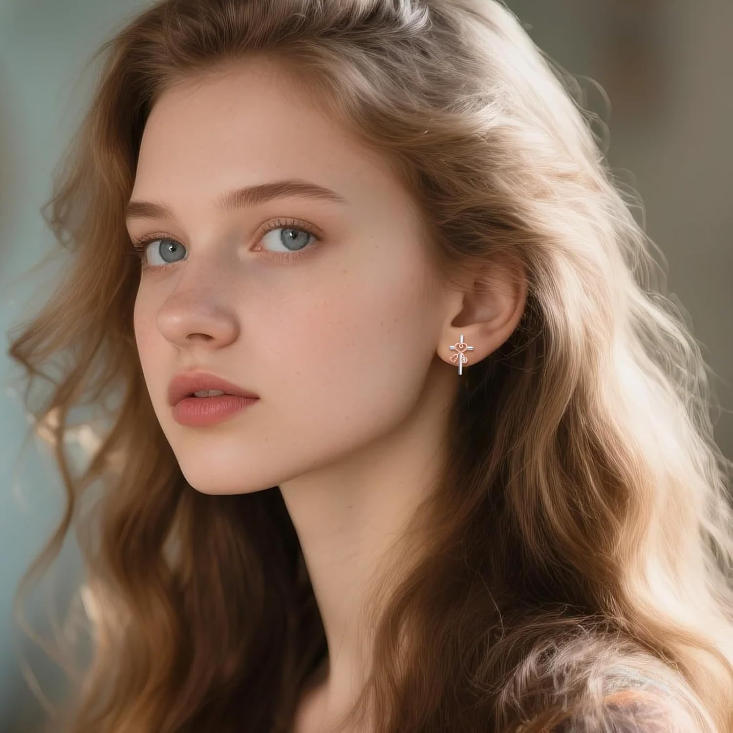 925 Sterling Silver Stethoscope Cross Studs Earrings Graduation Jewelry Gifts for Nurse Doctor Women RN Medical Student - Image 2