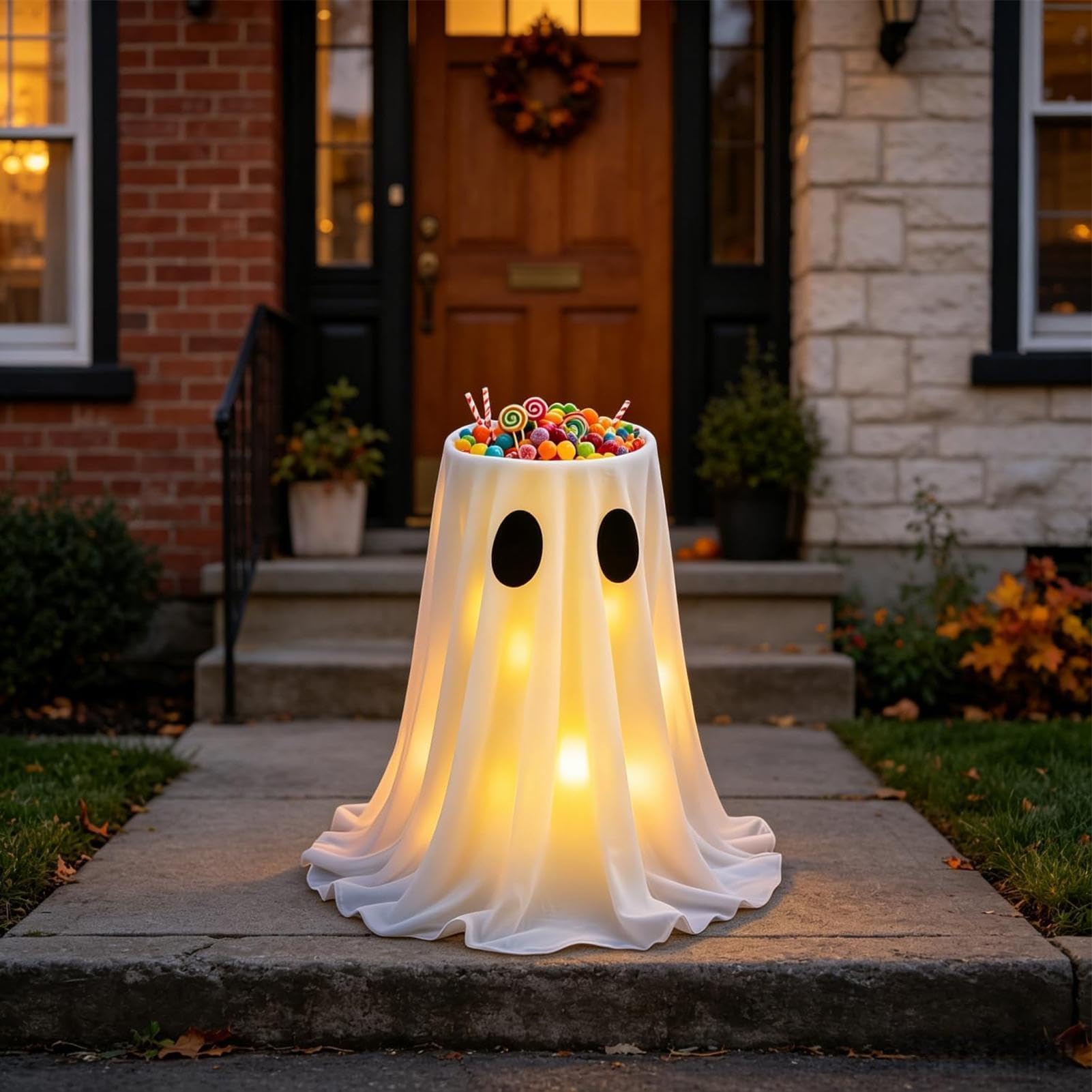 Zewnętrzny Na Cukierki Z Duchem Świecąca Dekoracja Duch Halloween