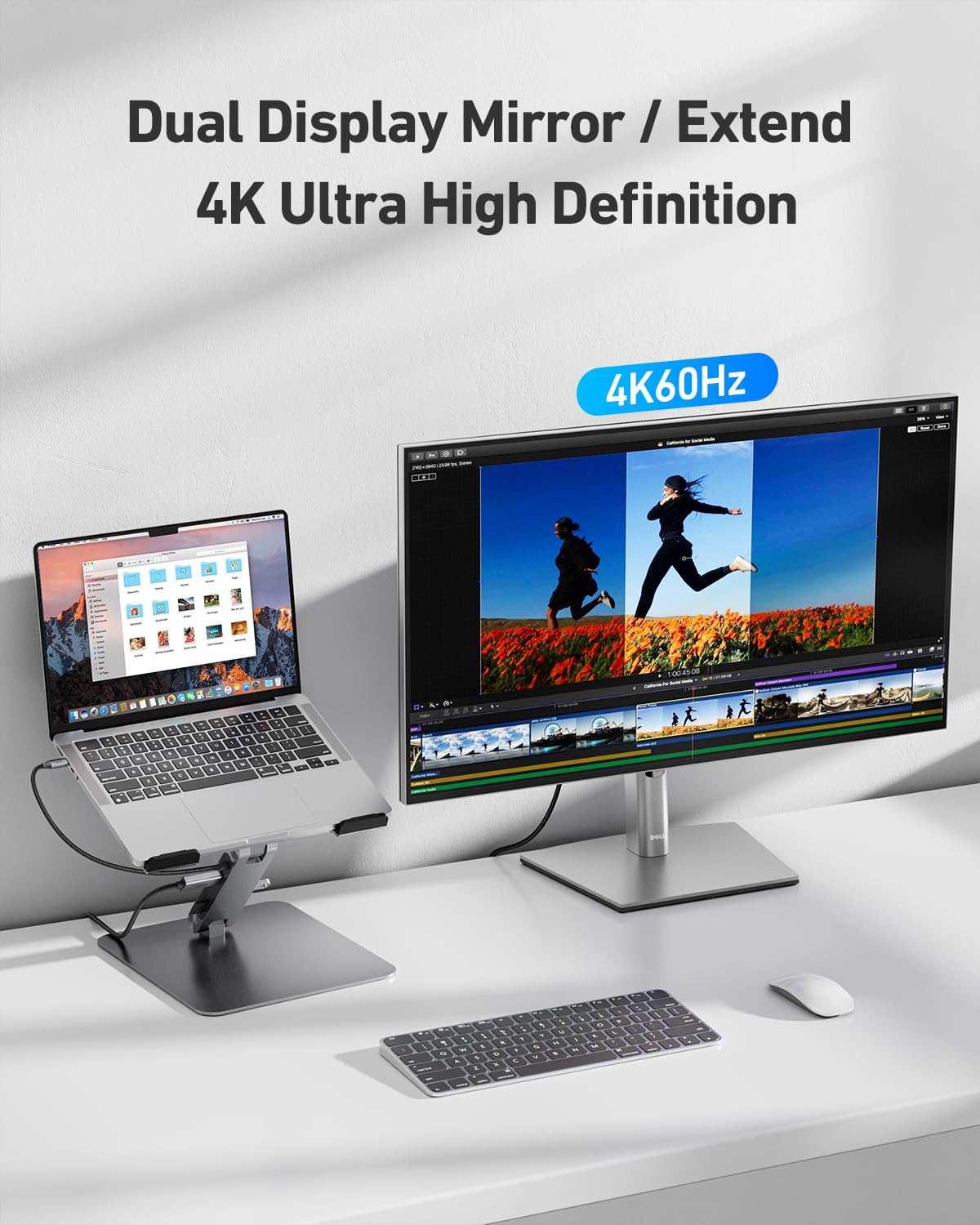 BENFEI Supporto per laptop con docking station USB-C 7in1, HDMI 4K@60Hz, 1*SD 1*Micro SD, 100W Power Delivery, 10Gbps 1*USBC 3.2 e 2*USBA 3.2 Compatibile con MacBook Pro/Air, iPad Pro, XPS, ThinkPad
