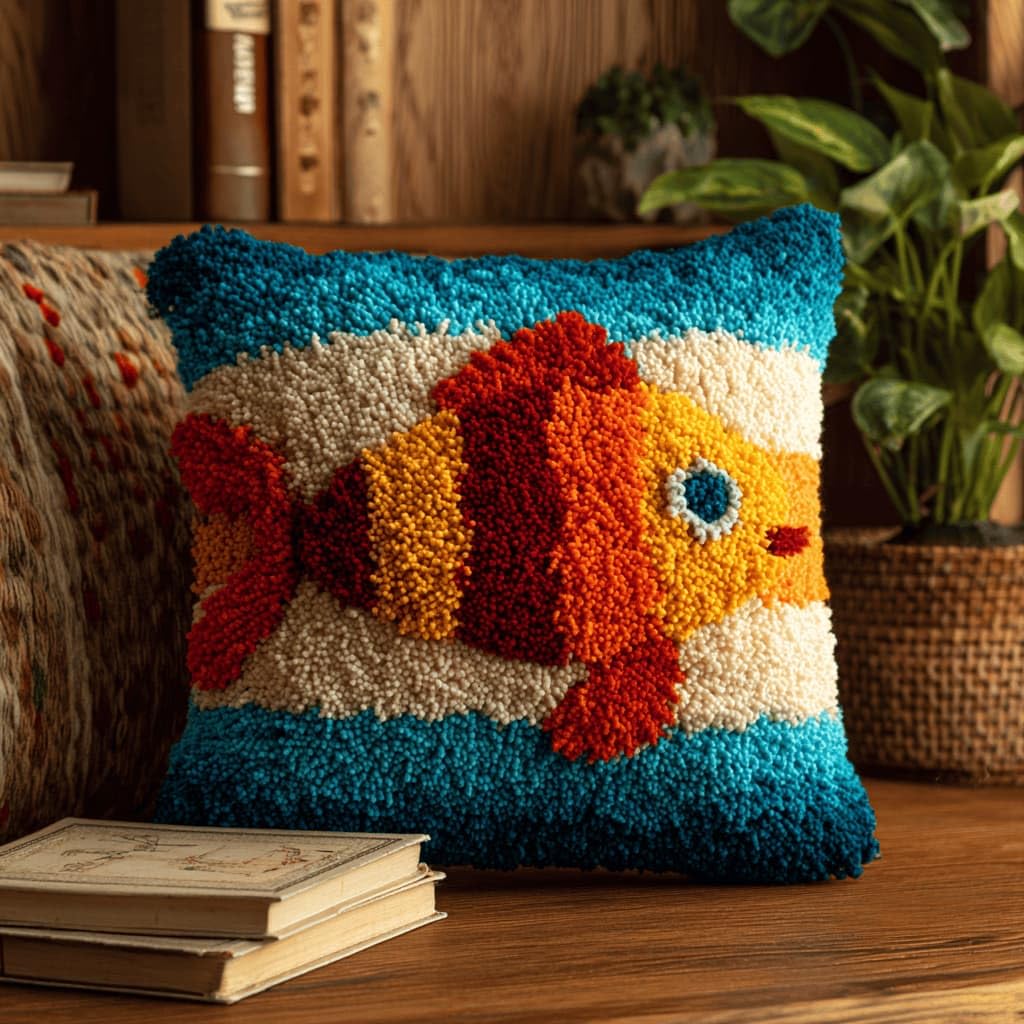 Kitquiver Latch Hook Cushion Kit,Owl DIY Throw Pillow Cover 43X43Cm