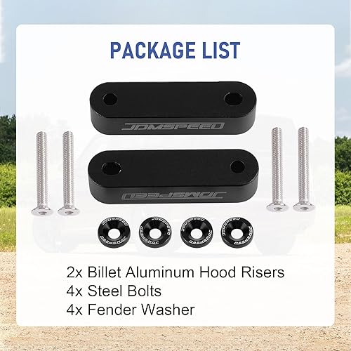 Vista 25 de JDMSPEED Anodizado Purple JDMSPEED Hood Spacer Hood Riser 3/4" Reemplazo Para Honda Civic CRX Del Sol Acura Integra Púrpura