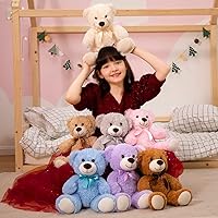 Vista 7 de MorisMos Oso de peluche a granel para niños y niñas, osito de peluche de 14 pulgadas para decoración de baby shower, paquete de 7 pequeños regalos