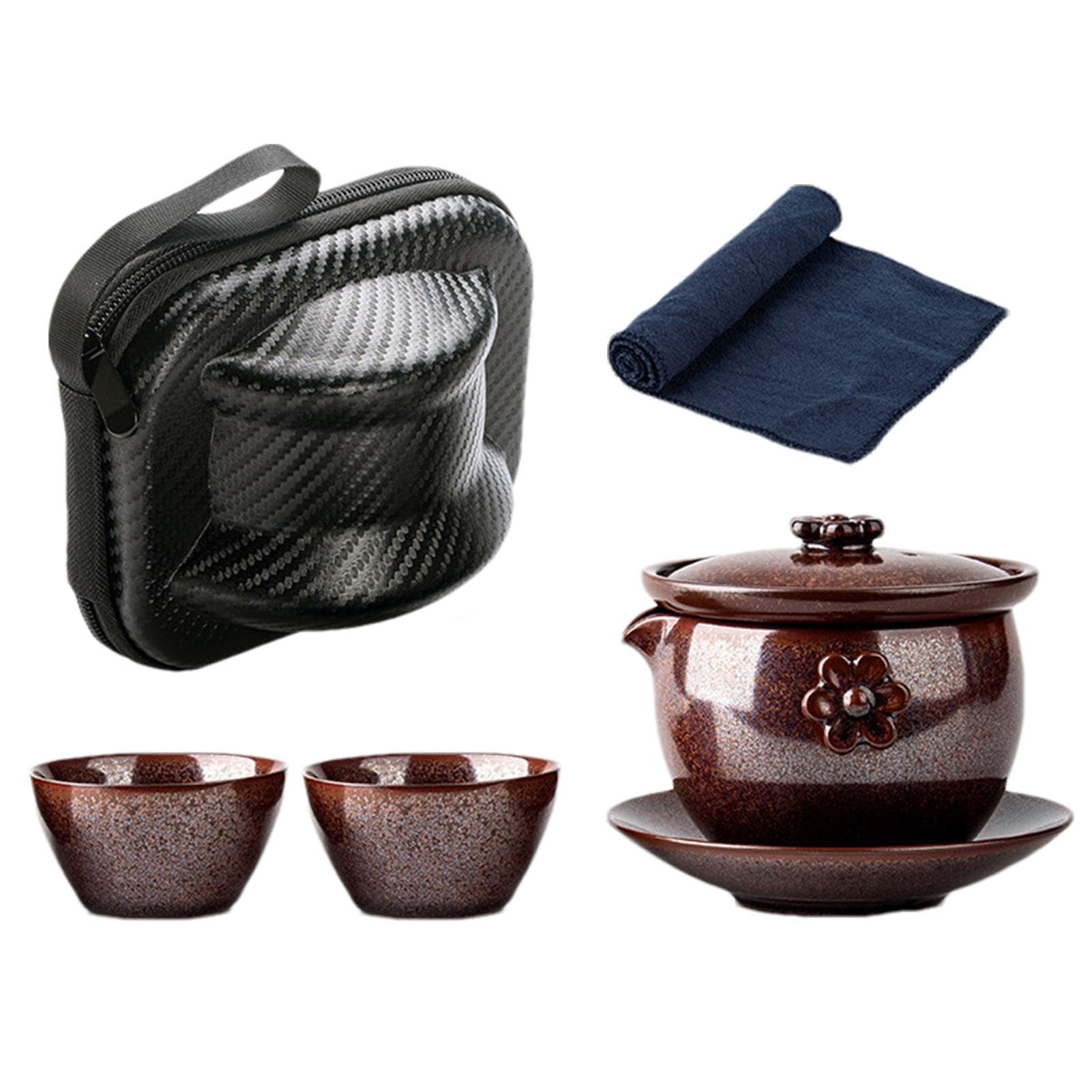 Tazas de té de cerámica, cristalería y vasos apilables, juego de té de cerámica antideslizante para preparar té Pu-Erh Oolong té verde | cerámica antideslizante para preparar té Pu-Erh Oolong té verde
