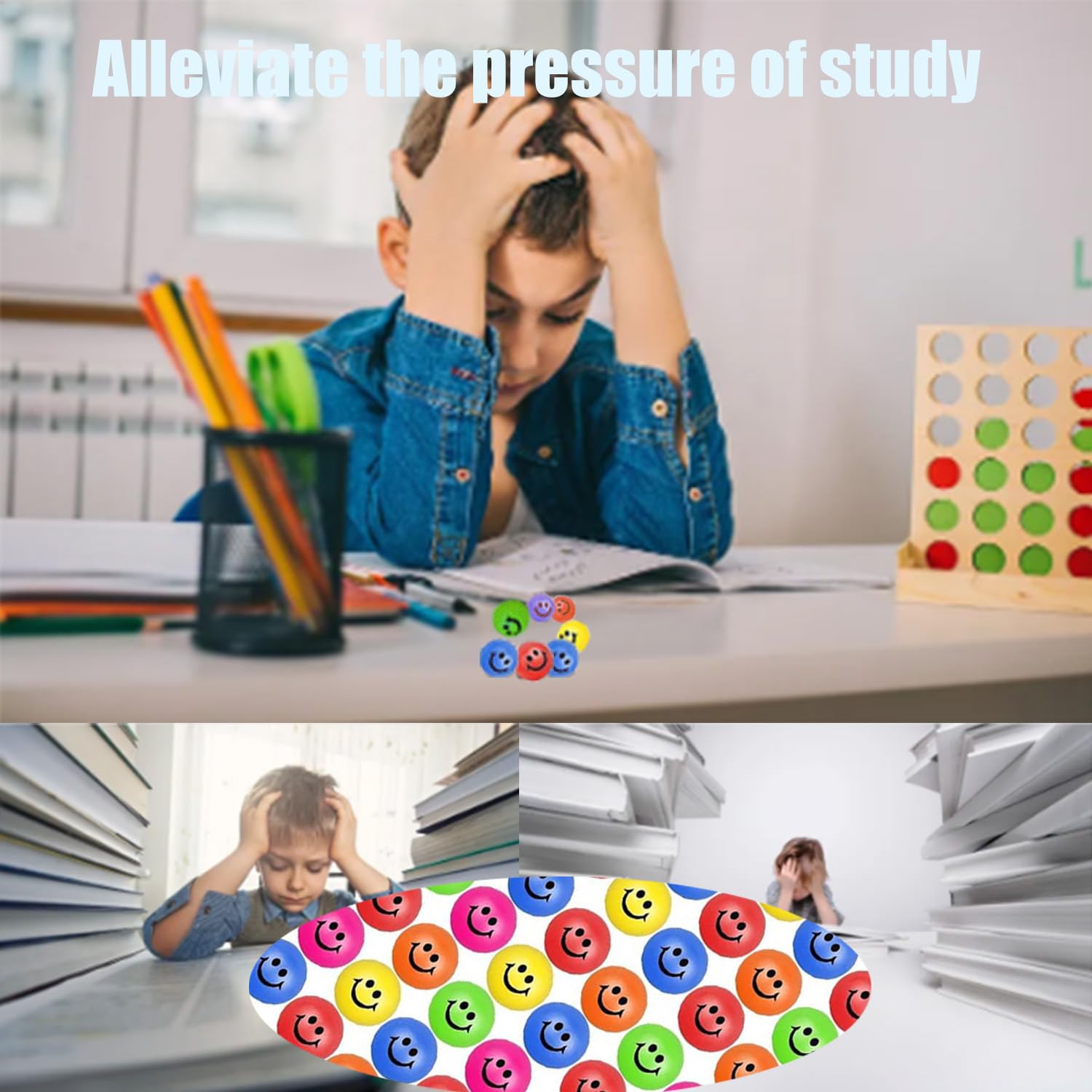108 Stück Stressbälle Squeeze Ball, Lächeln Gesicht Stressbälle, Mini Stressabbau Bälle Spielzeug für Angst Abbauen Beruhigung Kinder Erwachsene,6cm Schaumstoffball, Antistressball