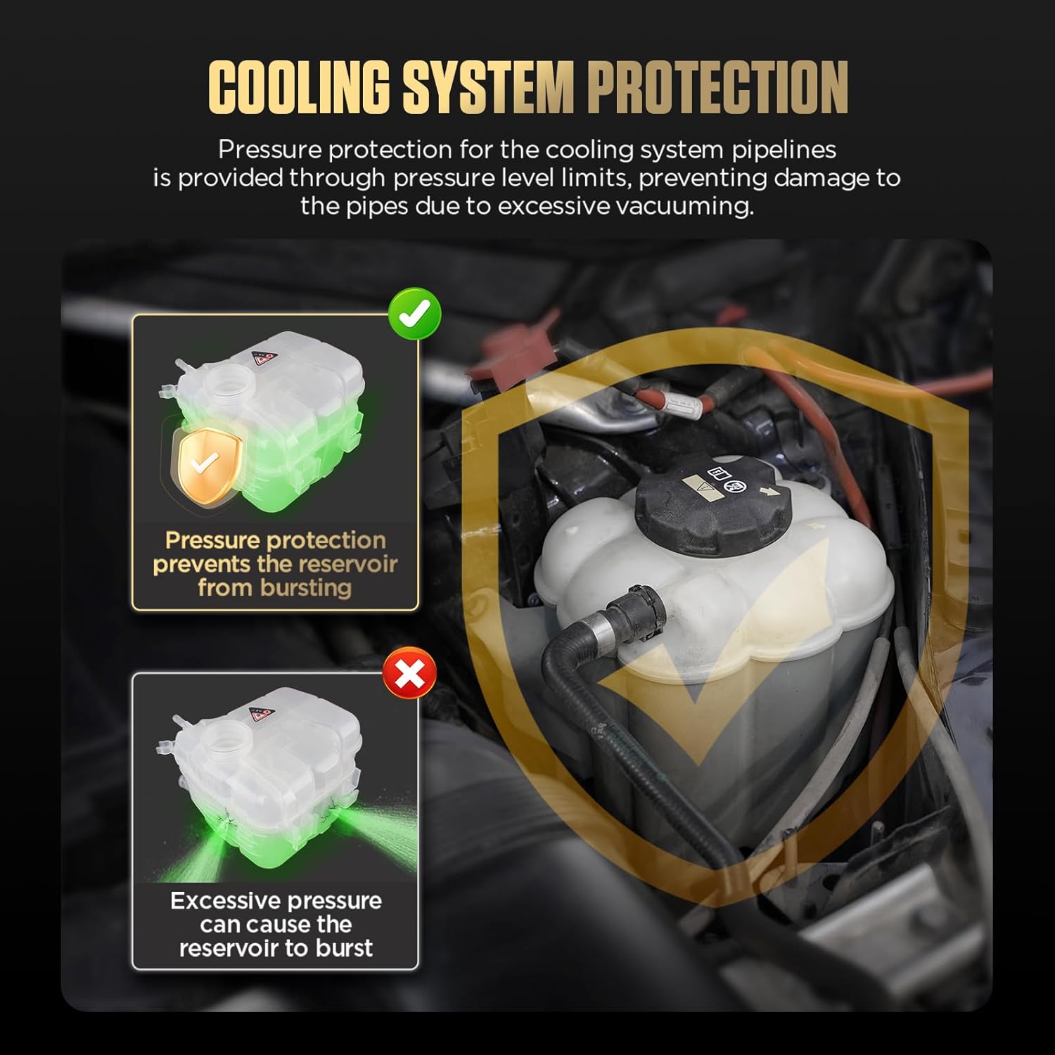 QPKING Cooling System Tester & Filler, SC301 Dual-Mode Vacuum Coolant Refiller Kit with 3 Pressure Levels & Leak Detection, for Cars Trucks SUVs, Includes 3 Adapters