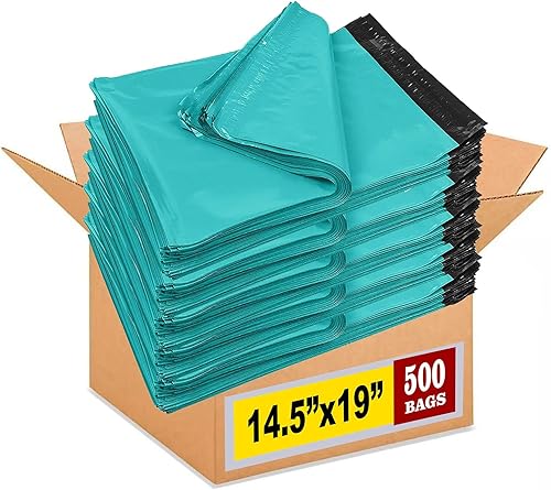 iMBAPrice 14.5x19 Pulgadas Sobres Grandes #6 de Color Azul Verde 500-Pack, Bolsas de Envío y Embalaje de Polietileno, Autoadhesivas, Impermeables y