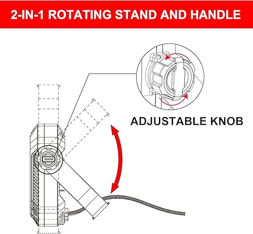 Miniatura 4 de CRAFTSMAN Luz de trabajo portátil inclinable LED de 1100 lúmenes 4000K en rojo con soporte giratorio de metal ajustable 2 en 1 y asa, lente de