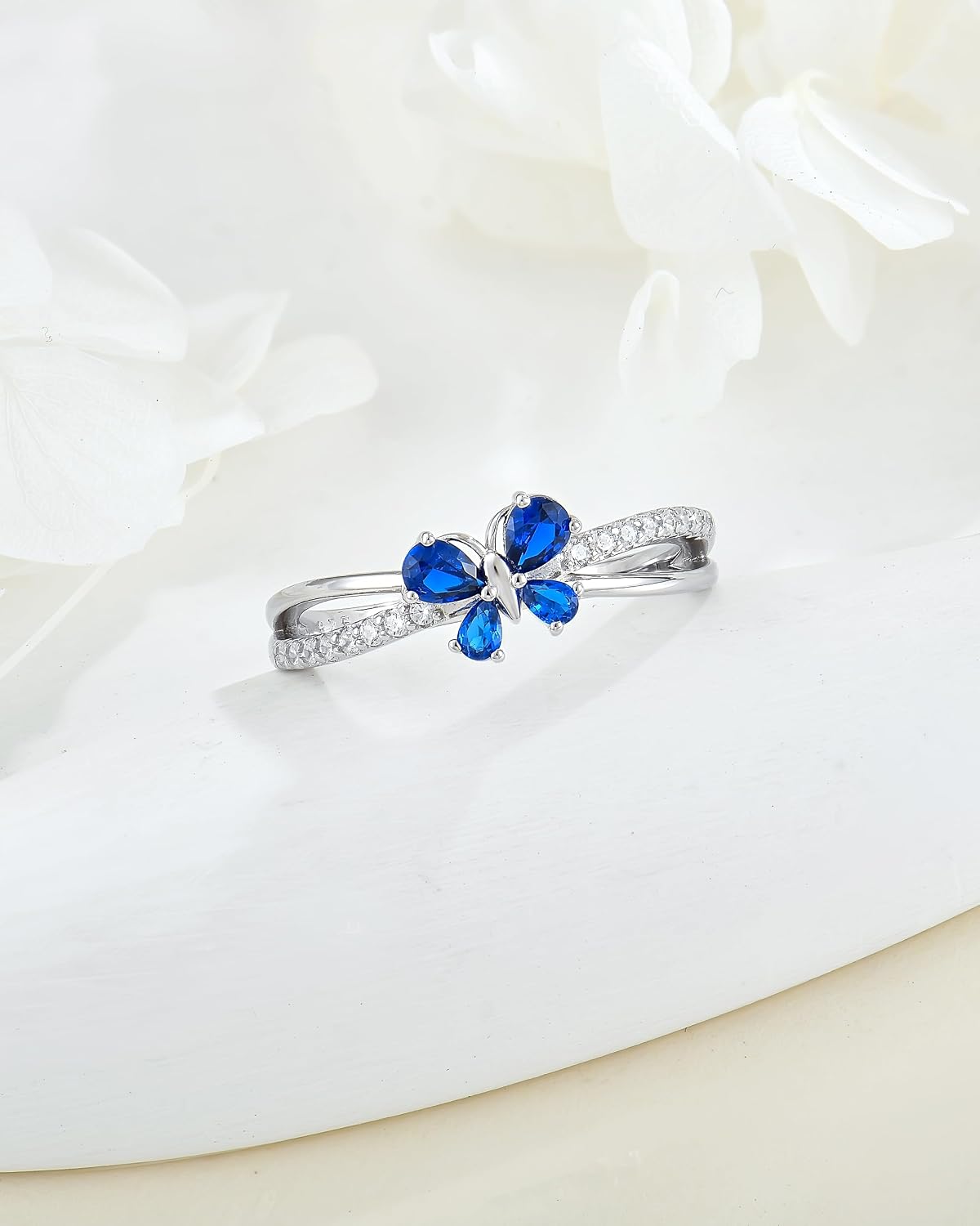 925 Sterling Silver Butterfly Birthstone Ring for Women, Engagement Promise Ring Statement Jewelry for Anniversary Daily Wearing Size 6-11