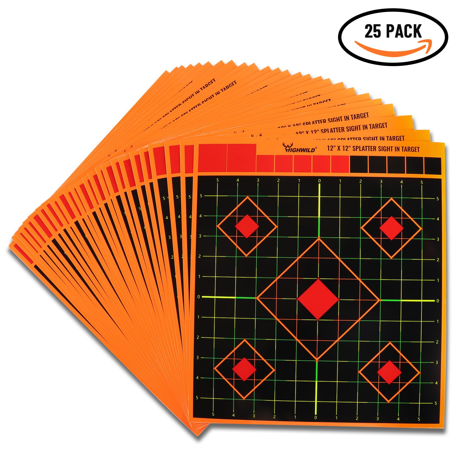Highwild Stick Splatter Adhesive Sight in Shooting Targets - Splash Effect of Multiple Colors - 12x12 Inch (25 Pack)