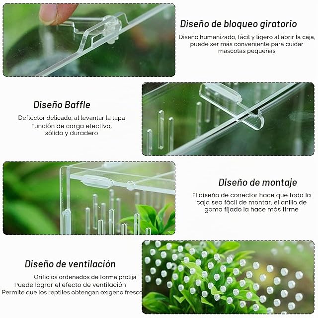 Foto 3 de 8 de Nizirioo Caja de Alimentación Acrílica para Reptiles: Transparente Con Higrómetro Electrónico, para Insectos