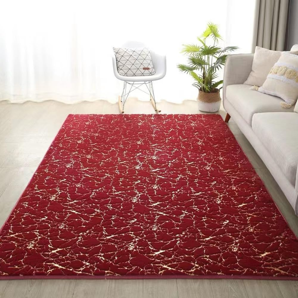 Velvet Bronzing Living Room Carpet Bedroom Bedside Carpets Home Decor Plush Rug Anti-Skid Water Absorption Mat,E,200X200CM