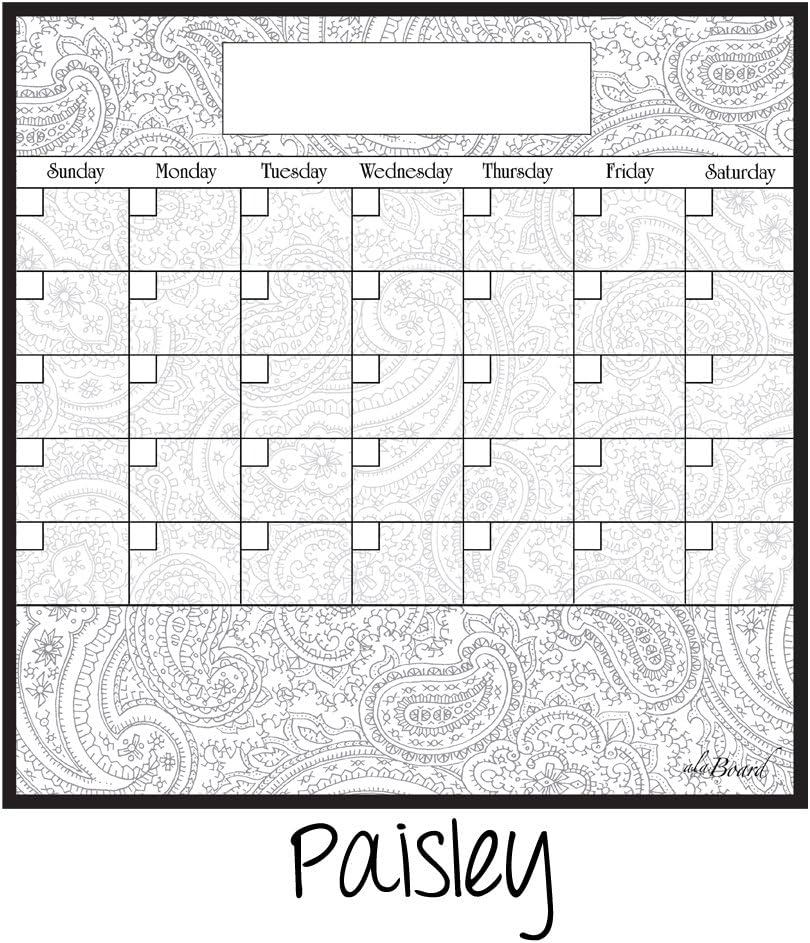 Dry Erase Magnet Calendar Paisley, Fridge Calendar, Family Planner