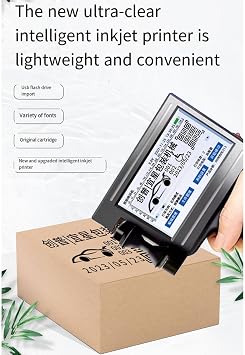 Smart Handheld Small Inkjet Printer 4.5-Inch Touch Screen 2-12.7MM Printing Height Automatic Date Printer,Yellow