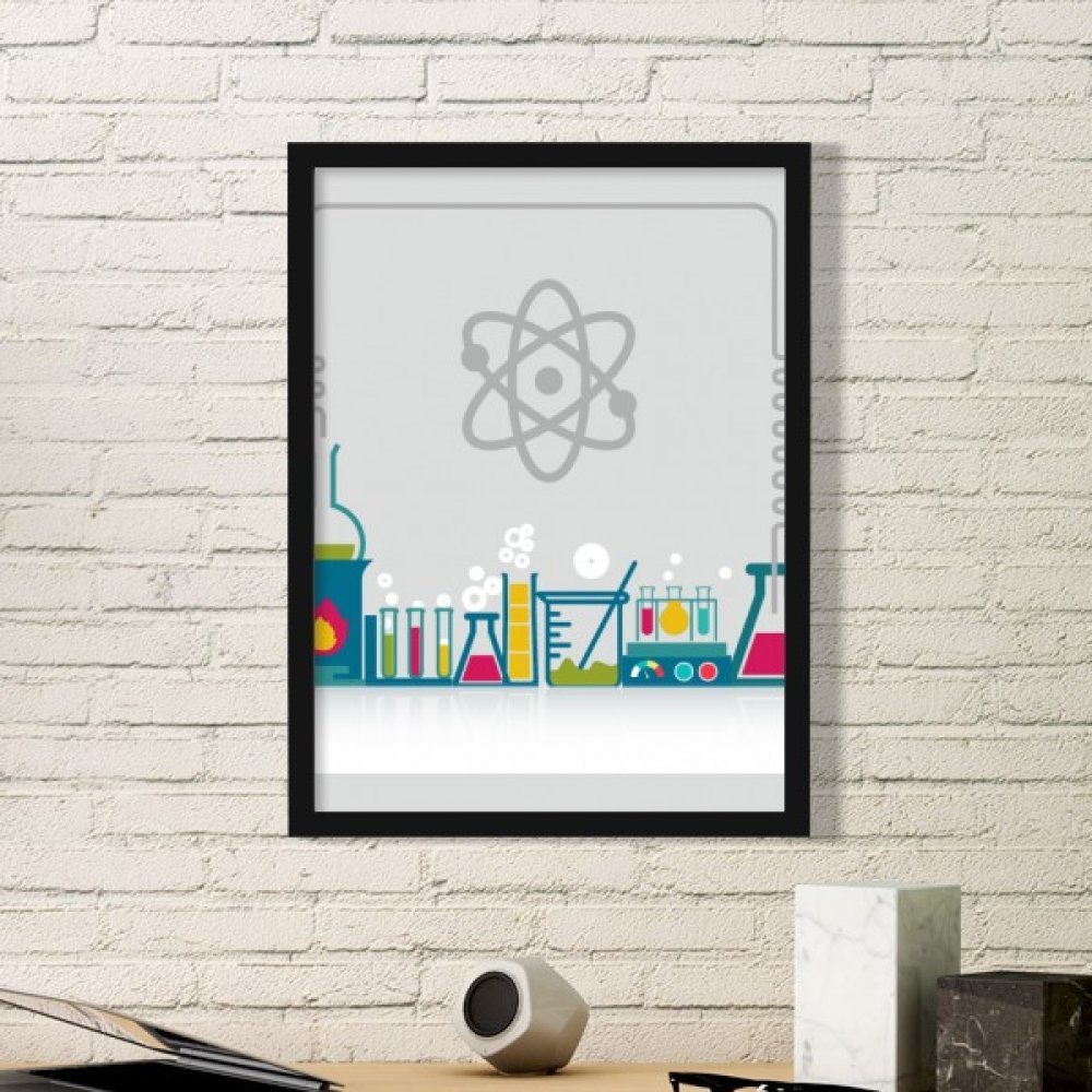 Peinture de chimie art sur cadre en bois noir pour votre bureau d'étudiant