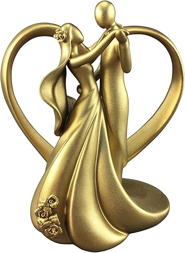 Wedding Collectibles Decoración para pastel de boda con forma de corazón bailarín dorado