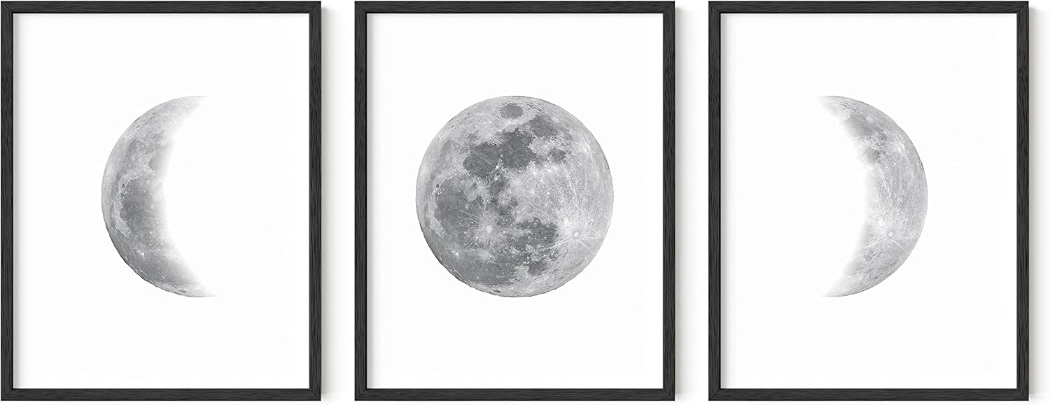 Amazon.com: HAUS AND HUES Moon Phases Wall Art for Bedroom - Set of 3 ...