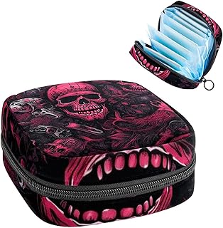 RODAILYCAY Sanitary Pads Bags, Dark Punk Menstrual Cup Pouch Nursing Pad Holder, First Period Kit Bags for Teen Girls Women Ladies