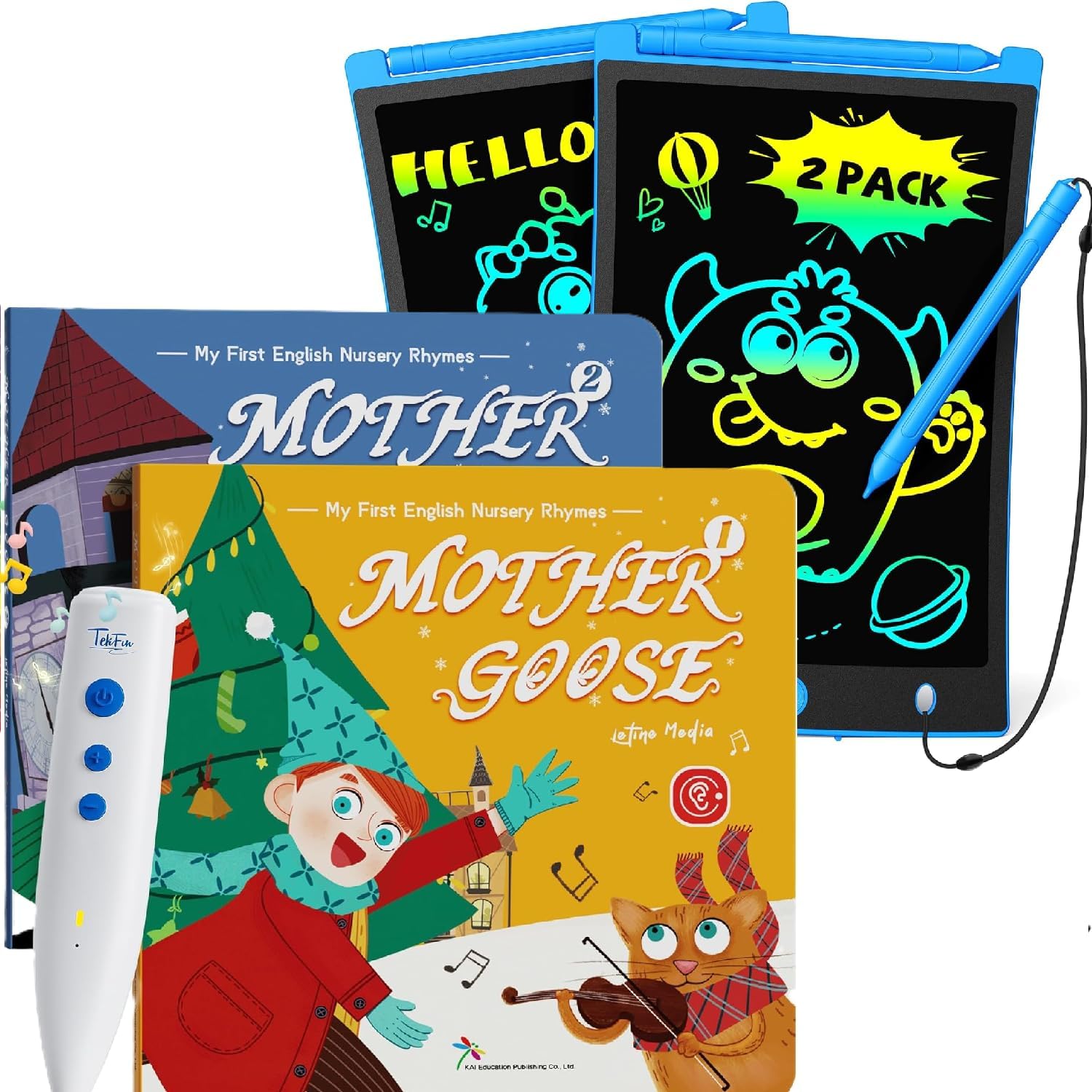 TEKFUN Talking Pen Books Set+ LCD Writing Tablet Doodle Board