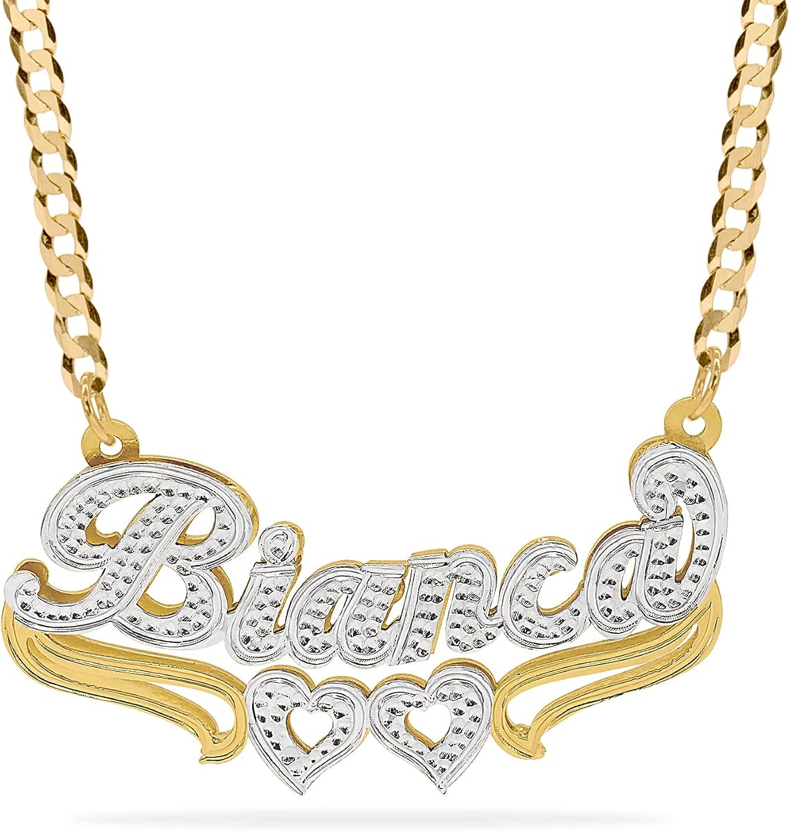 Elegant Designs 14K Gold Sterling Silver Personalized Script Nameplate Necklace - Customizable Handcrafted Jewelry for Women, Customized Name Word Necklace