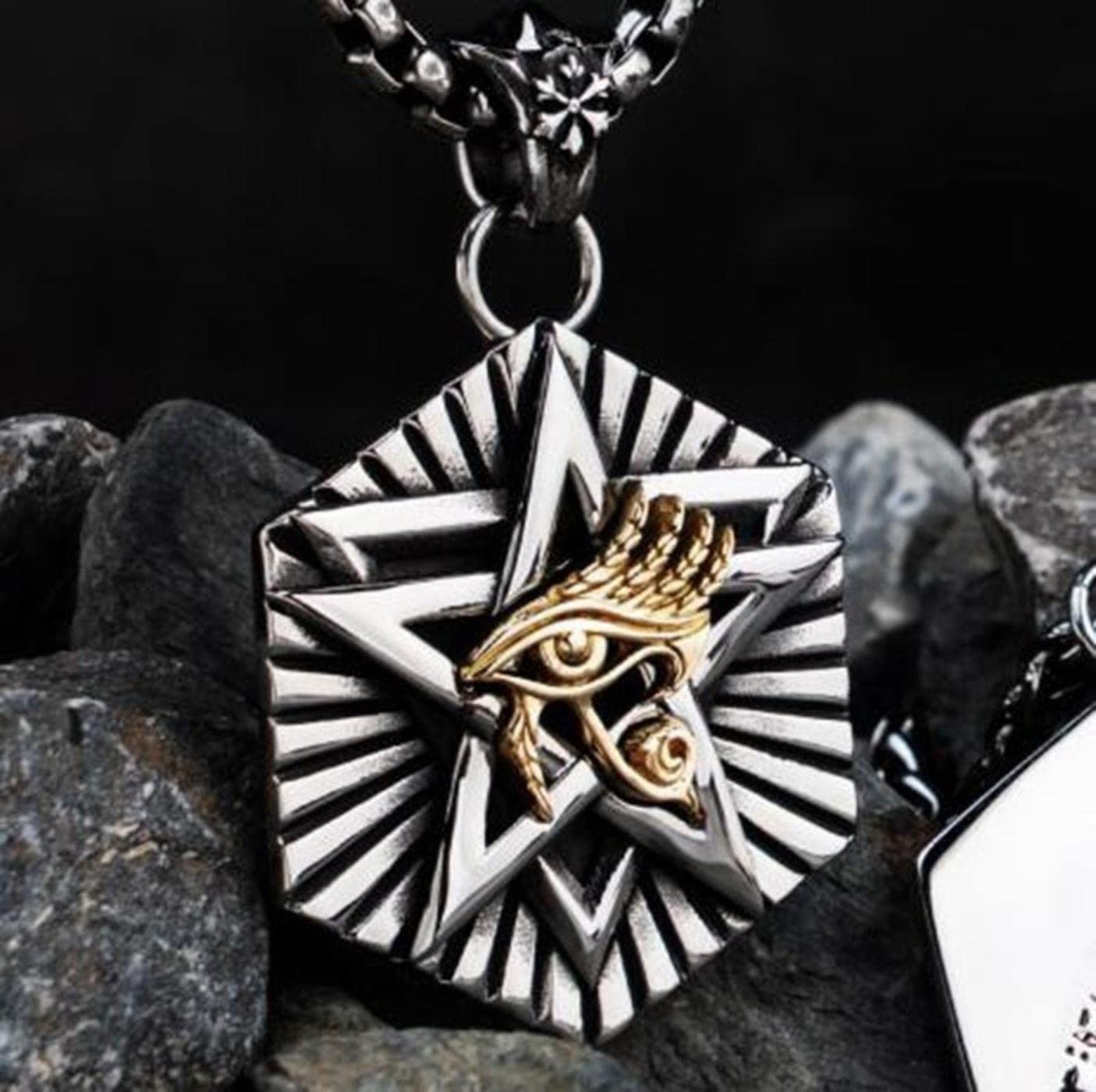 Religia Starożytny Egipt Oko Horusa Pentagram Wisiorek Naszyjnik dla mężczyzn Kobiety Punk Amulet Biżuteria Prezent