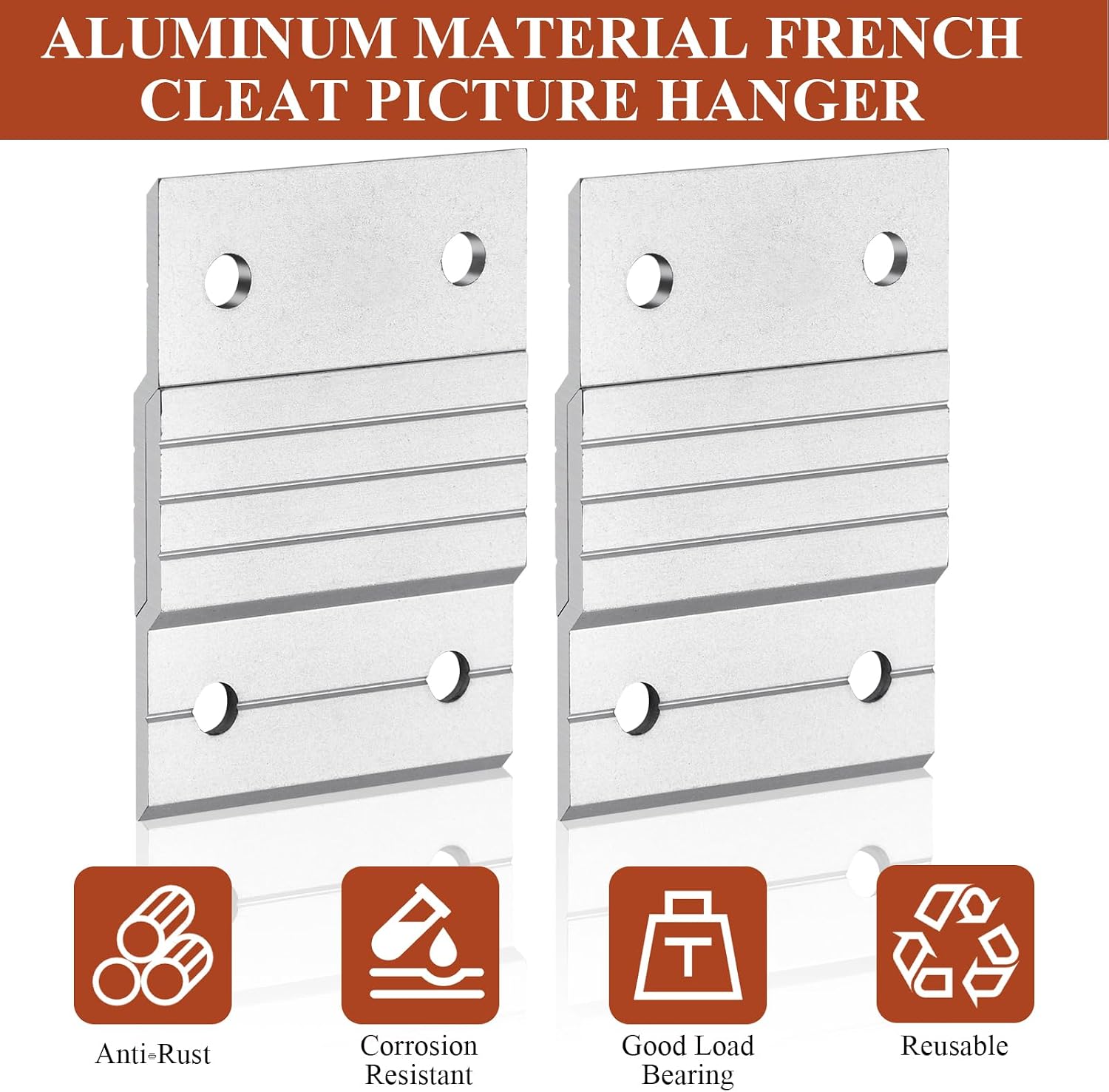12 Pairs French Cleat Picture Hanger, 2inch Aluminum French Cleat Hanger Heavy Duty, Z Clips Interlocking Wall Mounting Bracket Hardware Kit Level Tool for Photo Art Frames Mirror Cabinet