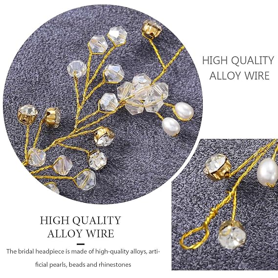 Yean Wedding Hair Vine Long Bridal Headband Hair Accessories for Bride and Bridesmaid (100cm / 39.3inches) (Gold)