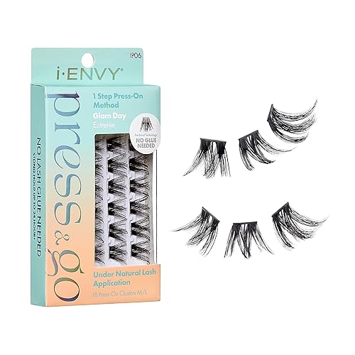 Miniatura 10 de i-ENVY - Pestañas autoadhesivas Press&Go, racimos de pestañas postizas reutilizables, no necesita pegamento, pestañas a presión de 1 paso, sin