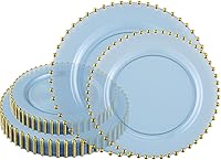 Vista 8 de Plasticpro - Juego de platos combinados de 32 piezas de plástico para cena, platos desechables de plástico elegantes y resistentes para fiestas de 7