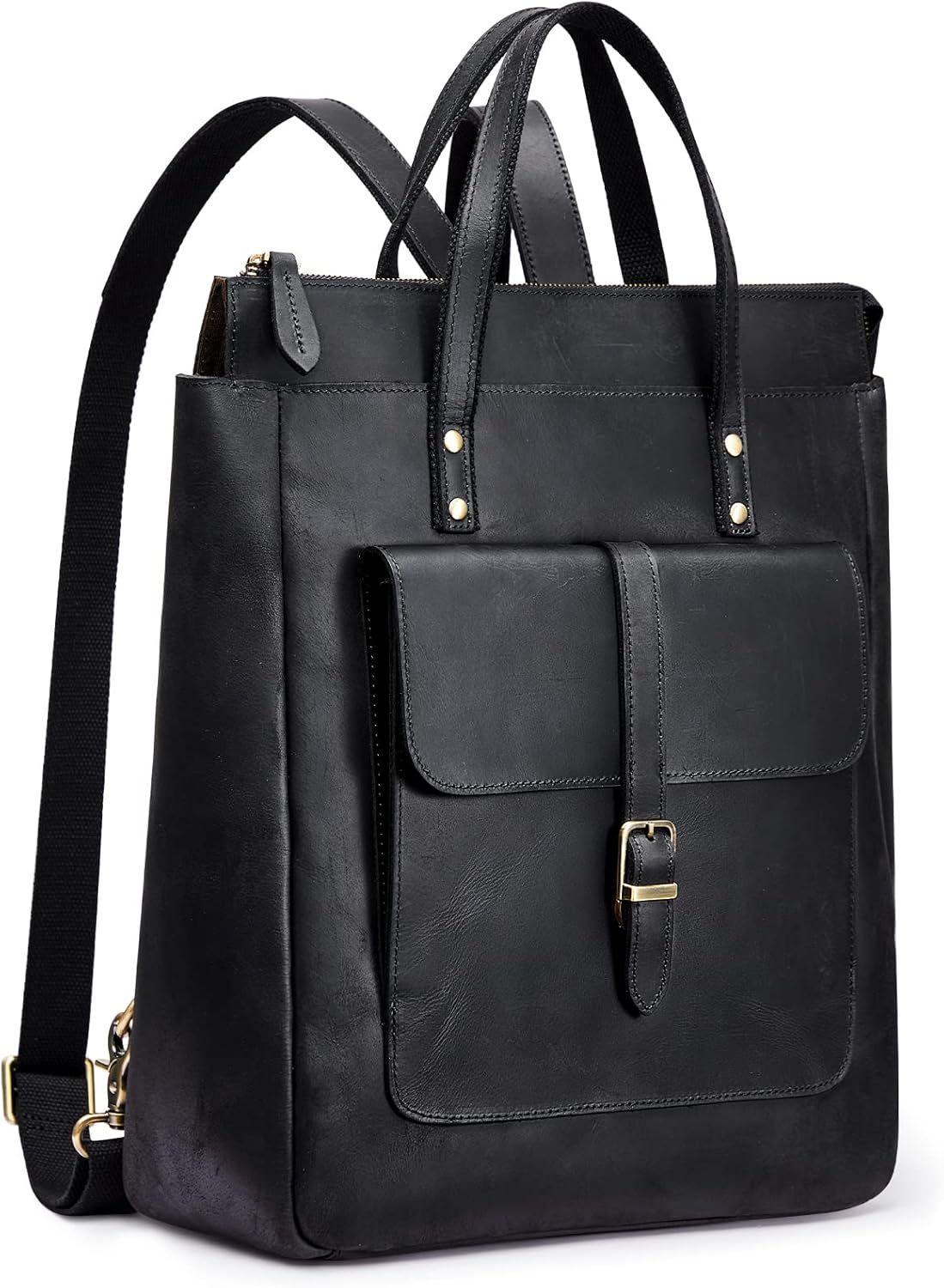 S-ZONE Women Genuine Leather Backpack Purse Retro Top-handle Bags Vintage Totes