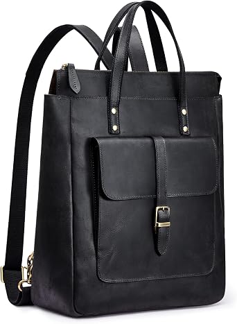 S-ZONE Women Genuine Leather Backpack Purse Retro Top-handle Bags Vintage Totes