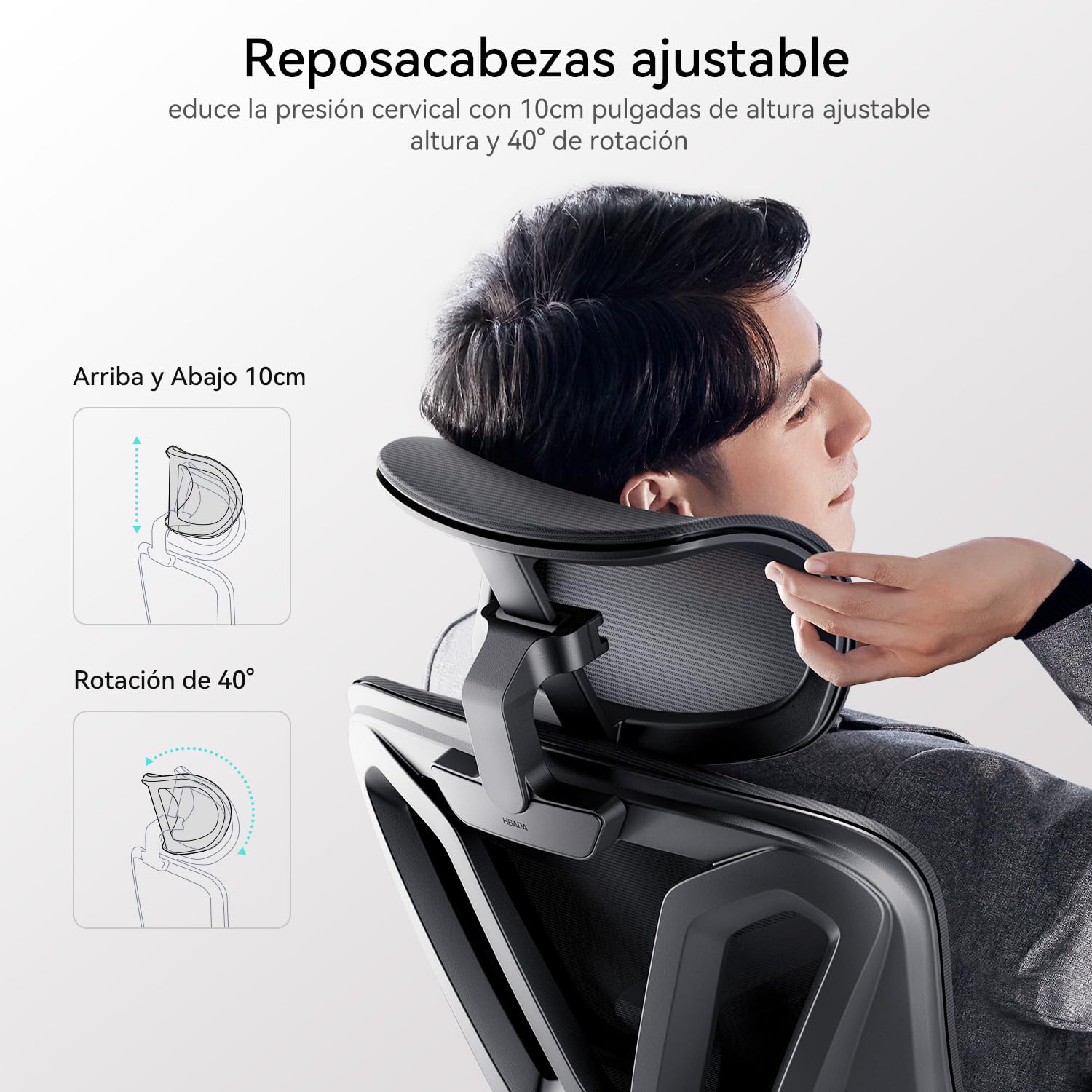 Hbada P5 Silla de Oficina ergonómica con Soporte Lumbar Ajustable, cojín elástico Transpirable, reposabrazos Ajustables y reposacabezas, Reposapiés Integrado, Negro (Aluminium, Negro)