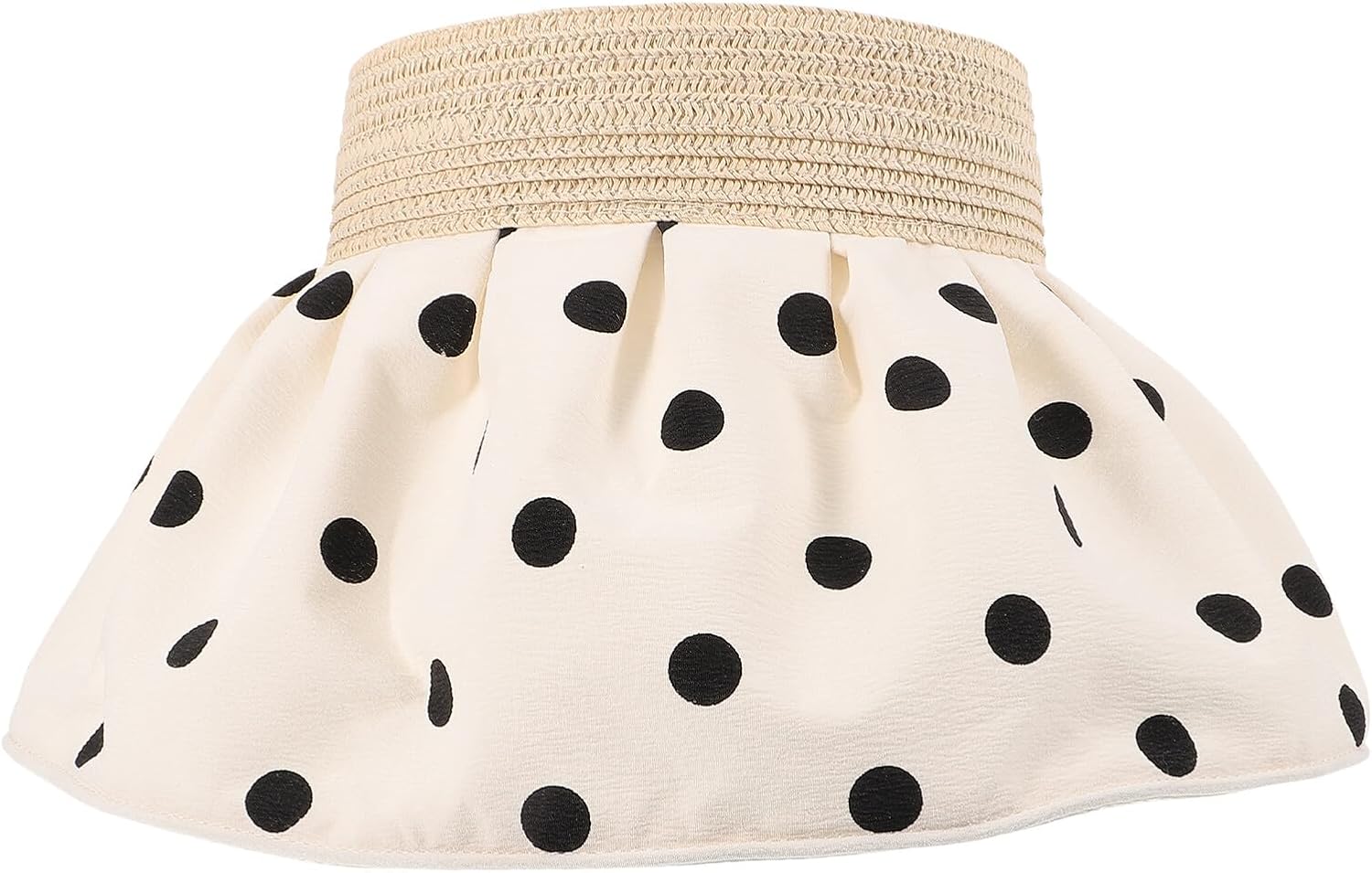 Women's Foldable Sun Visor Hat Beige, Wide Brim Empty Top Beach Hat UV Protection for Summer Outdoor Activities