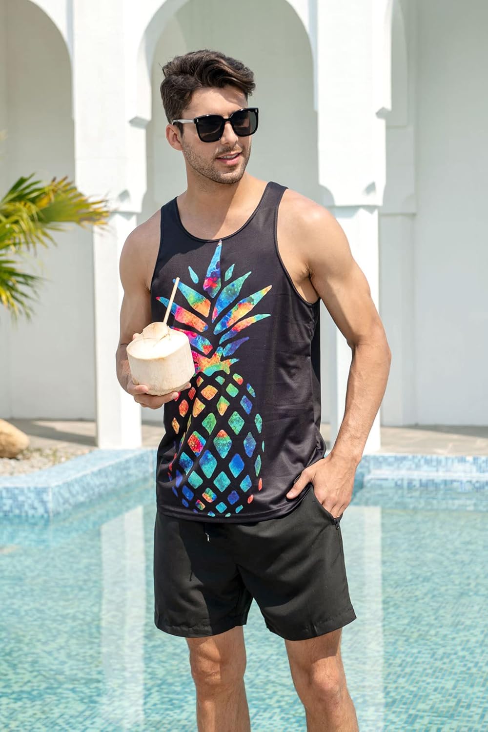 Goodstoworld Mens 3D Tank Top Novelty Graphic Breathable Quick Dry Sleeveless Beach Shirt S-4XL - Image 4