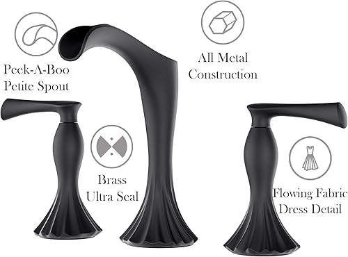 Miniatura 4 de Pfister LG49-RH1B Rhen - Grifo de lavabo de baño con cascada, 8 pulgadas, negro mate