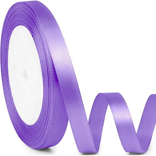 3/8" x 25 Yards Satin Ribbon, Light Purple Silk Ribbon Ideal for Gift Wrapping, Floral Bouquets, Crafts, Wedding Party Decorations, Christmas and Sewing Projects