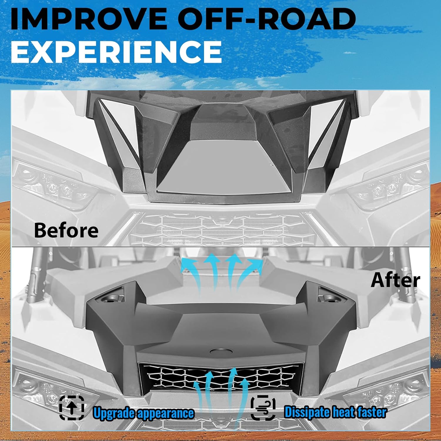 HECASA Hood Scoop Compatible with 2019-2023 Polaris RZR XP 1000 / XP 4 1000 / TURBO XP 4 / TURBO S/Turbo S 4 Replacement for 5454429-632 Air Intake Assembly