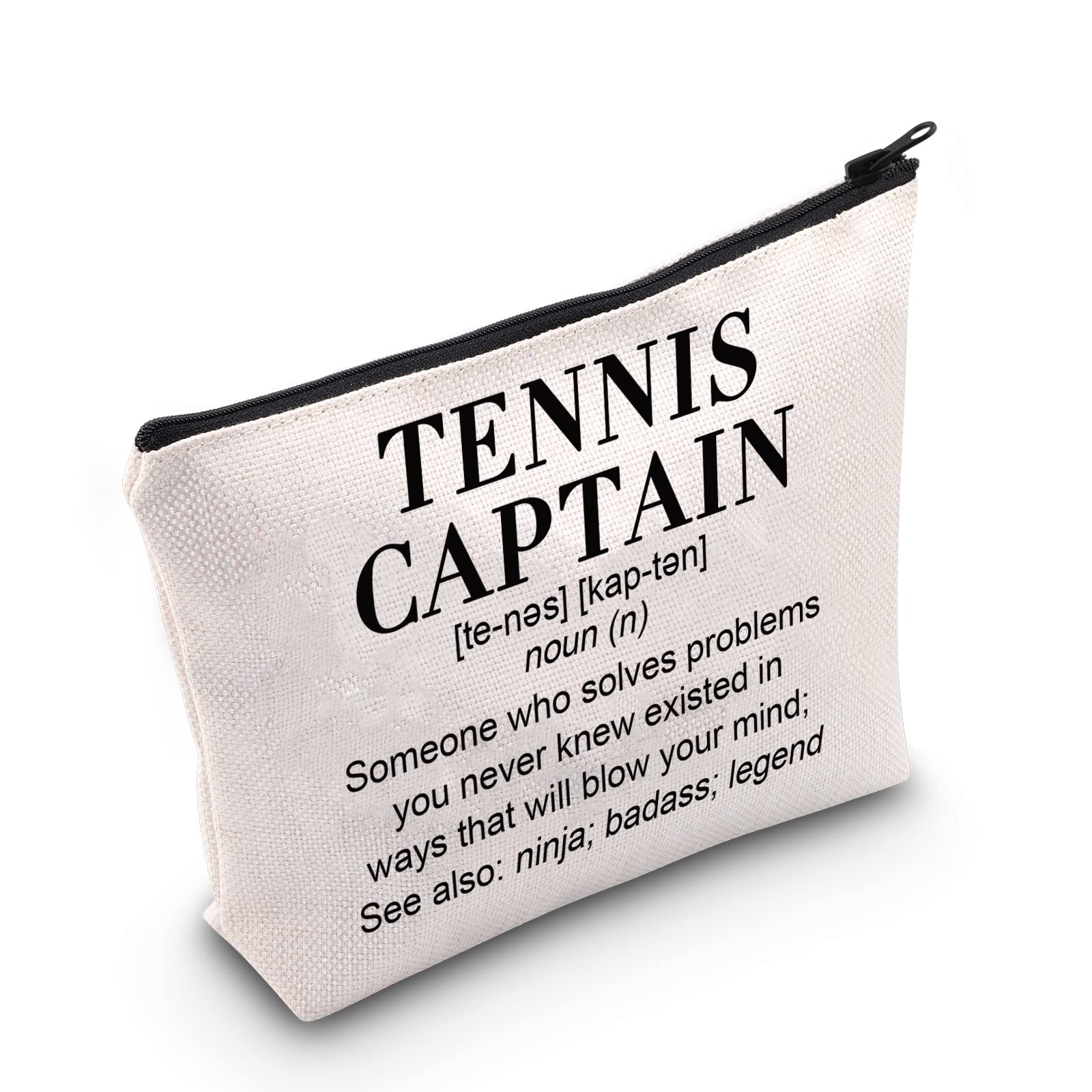 TSOTMO Tennis Captain Makeup Bag Gift Tennis Captain Definition Zipper Pouch Tennis Player Coach Gift Thank You Gift For Captain Tennis Lover Gift (TENNIS CAPTAIN)