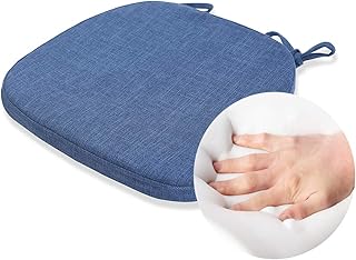 Chair Cushion with Ties for Dining Chairs - Memory Foam Non Slip Kitchen Chair Pad and Dining Seat Cushion with Machine Washable Cover [16.5 x 16.2 Inches] - Blue - Buy now